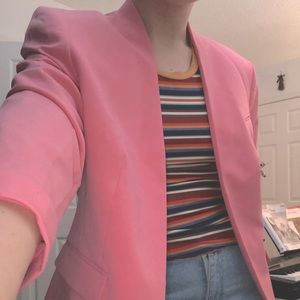 bright pink open blazer